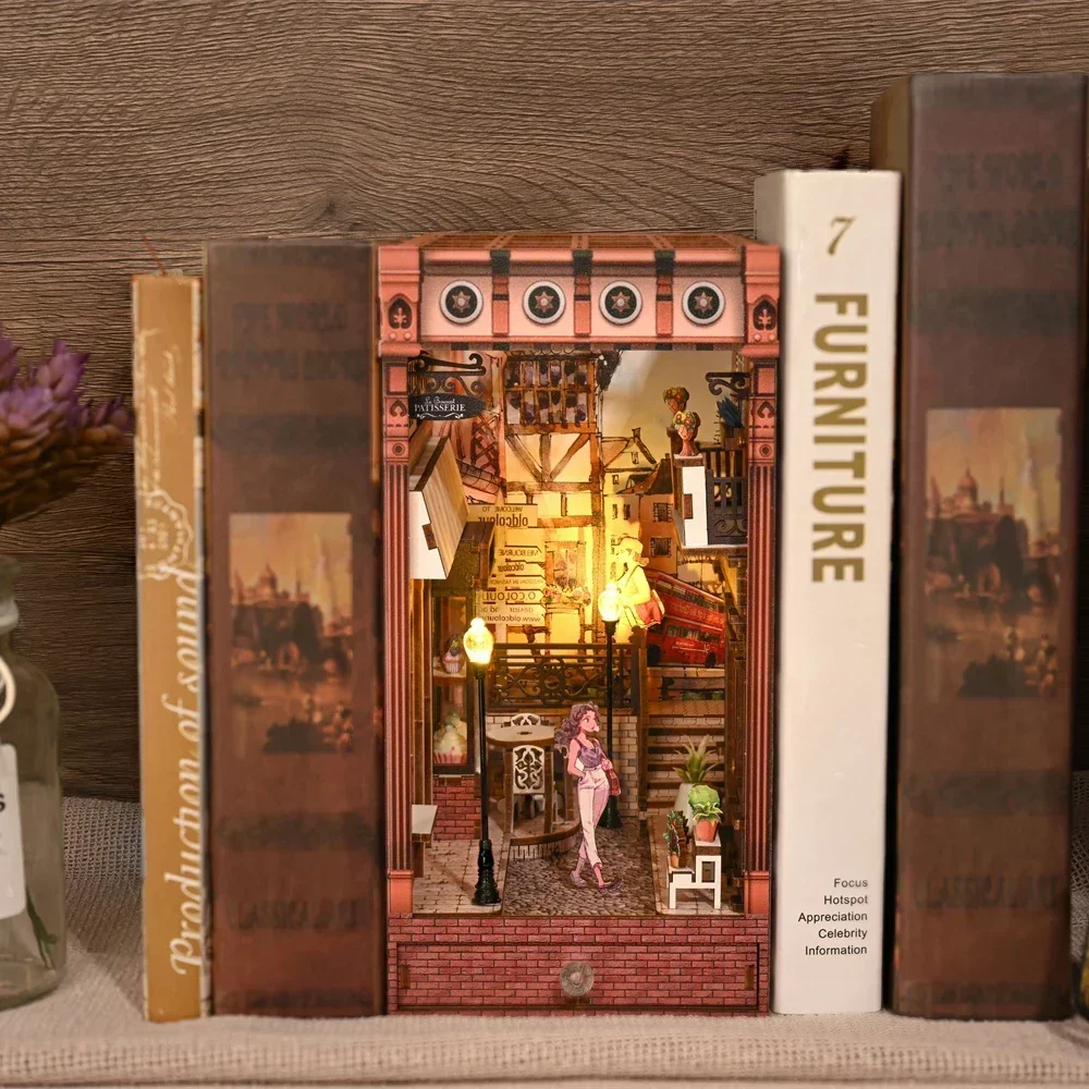 Diy Wooden Book Nook Kit Shelf Insert - Nuevo Kit en miniatura de inserción