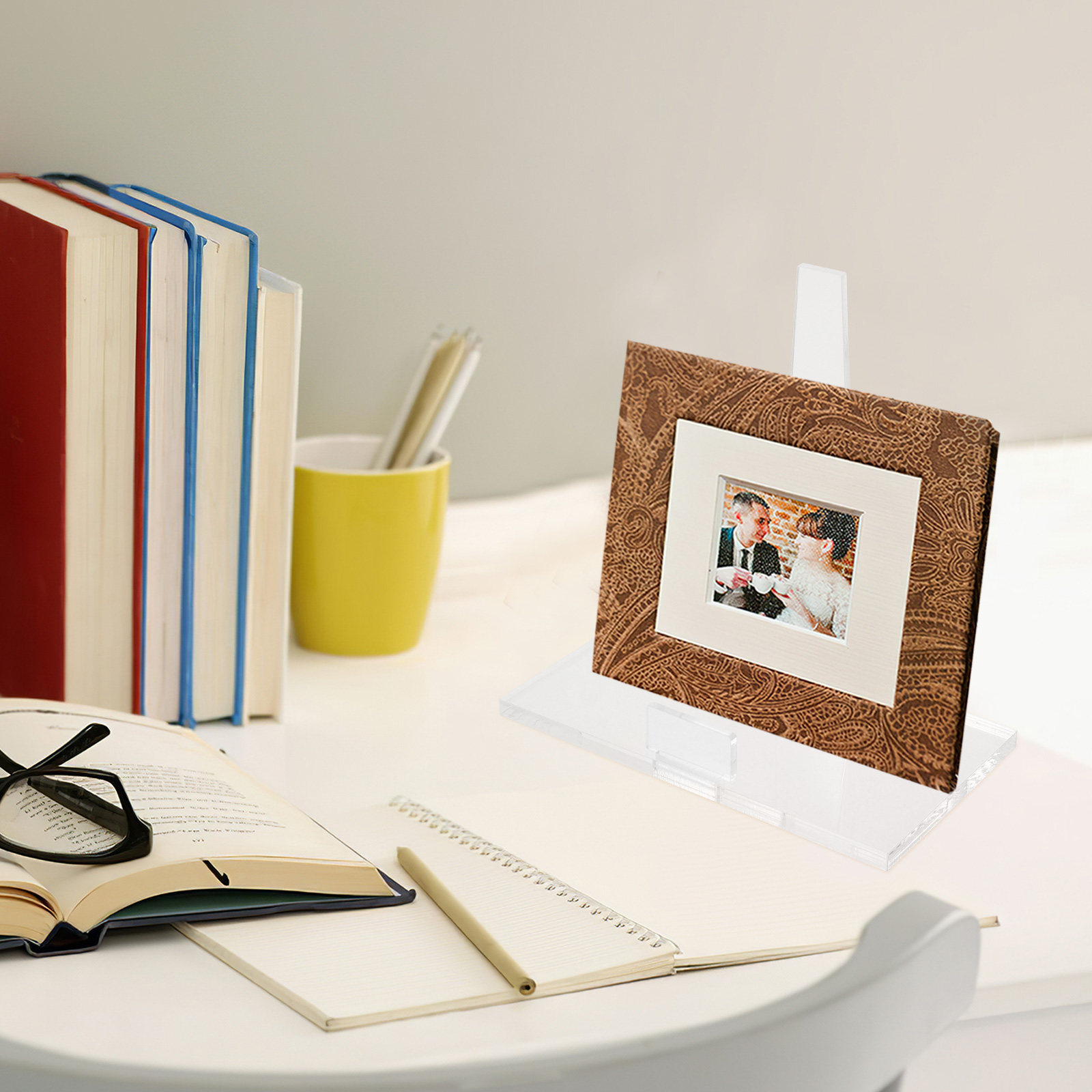 Clear Acrylic Book Stand Holder - Soporte portátil pequeño de acrílico para
