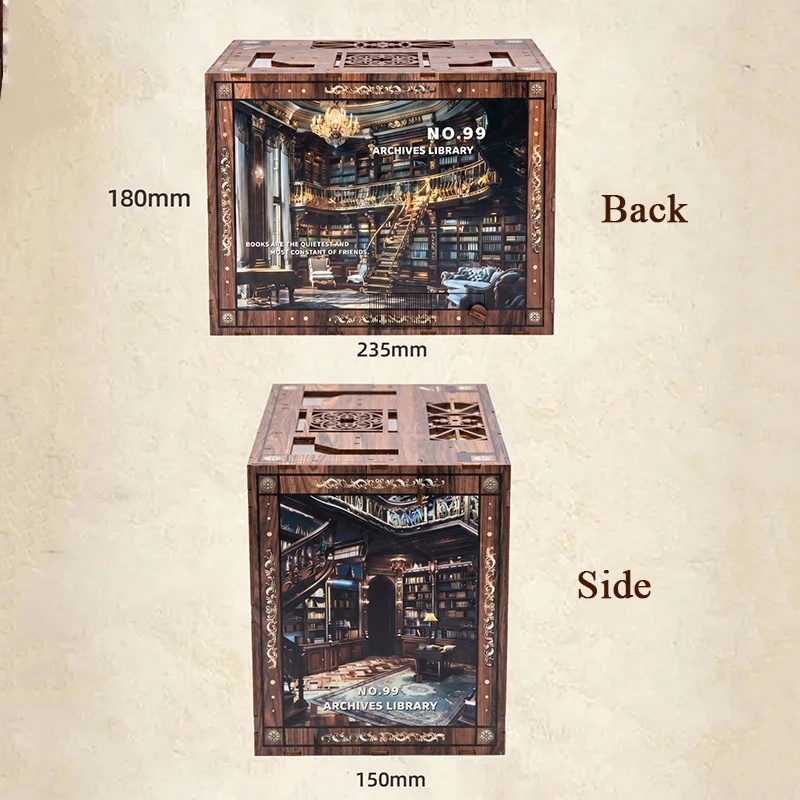 Diy Wooden Book Nook Kit Shelf Insert - Kit de modelo 3D con luz,