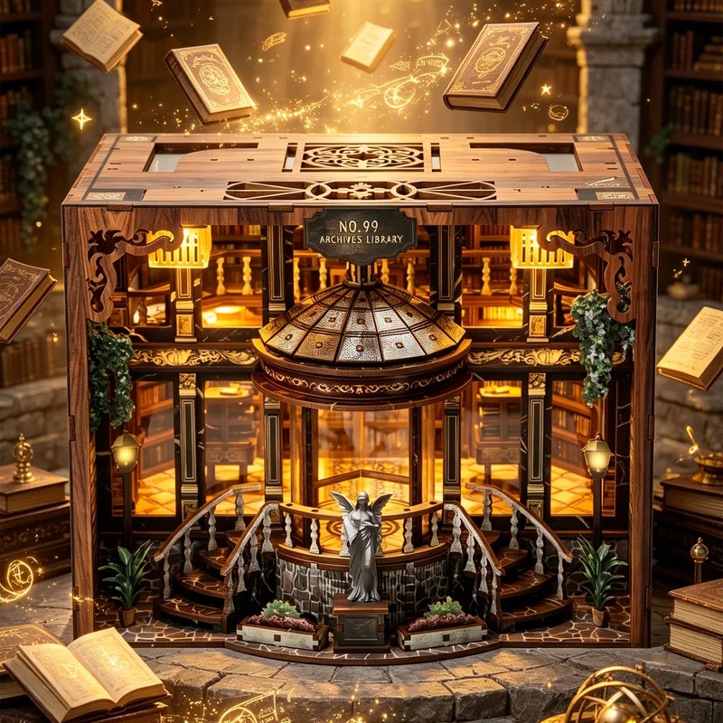 Kit de modelo 3D con luz, suje - Diy Wooden Book Nook Kit Shelf Insert reseña y precio
