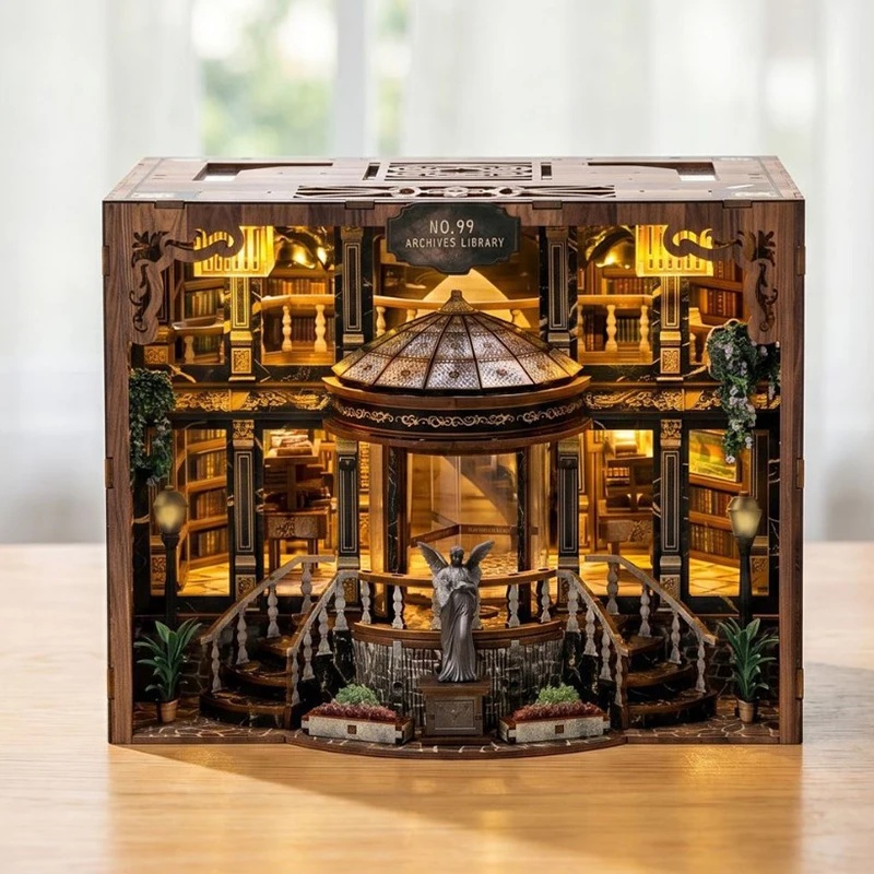 Kit de modelo 3D con luz, suje - Diy Wooden Book Nook Kit Shelf Insert reseña y precio