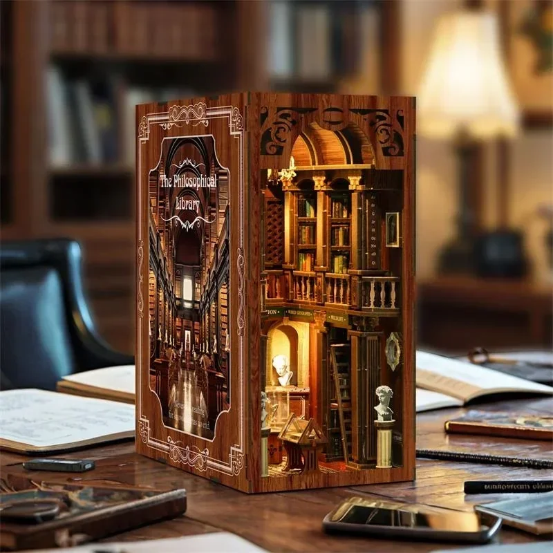 Librería filosófica Casa NEW,  - Diy Wooden Book Nook Kit Shelf Insert reseña y precio